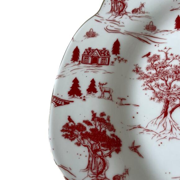 Grace Teaware Christmas Porcelain Salad Plates 8in Set of 4 Holiday Red & White - Picture 10 of 16